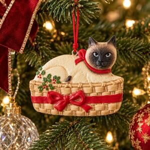 1984 Schmid Siamese Cat Ornament: Gordon Fraser Ceramic Holiday Decor